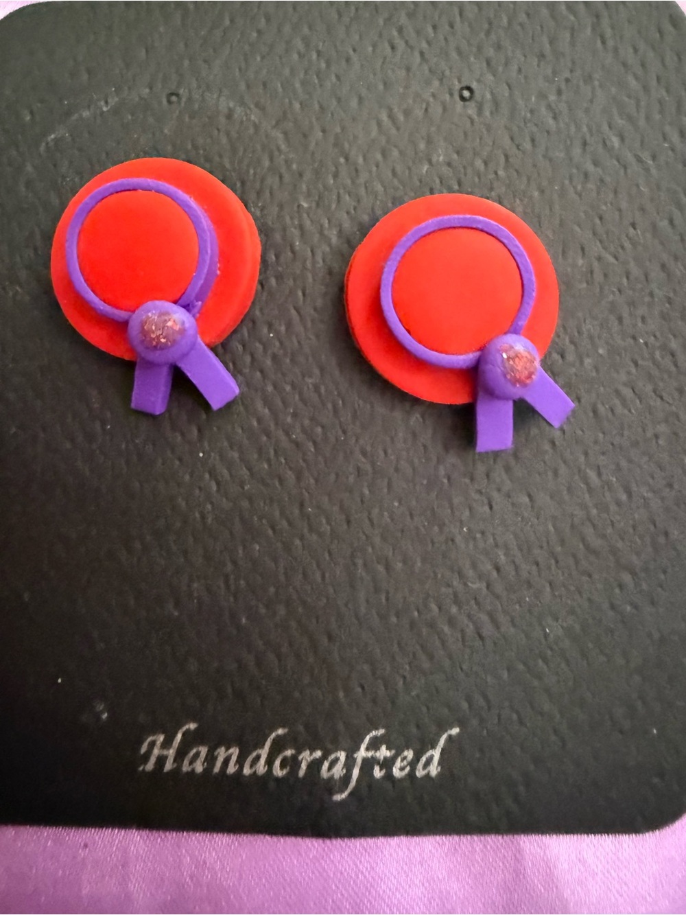 Red Hat Society Handmade earrings.